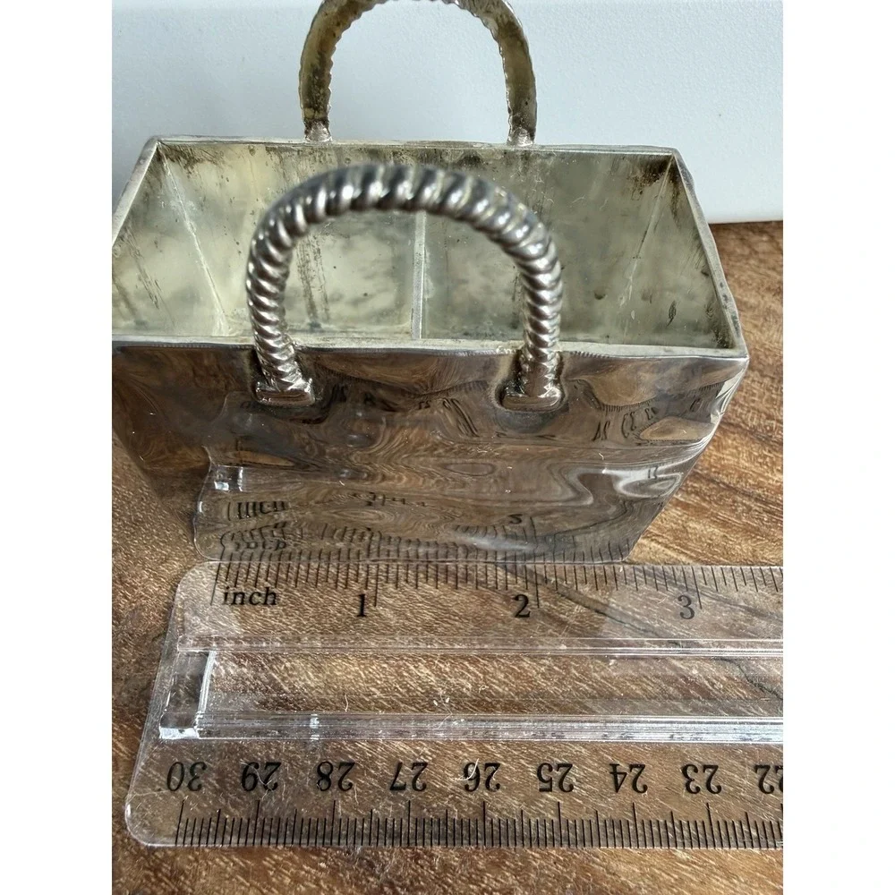 GODINGER Silver Plated VTG PURSE BAG TRINKET BOX 2IN X 3IN